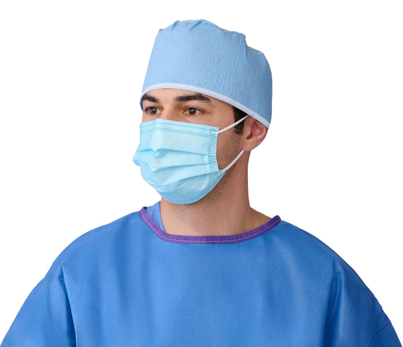 Curad Germ Shield Max Barrier 4-Ply Medical Grade Face Masks, Blue, 5/Box - Image 3