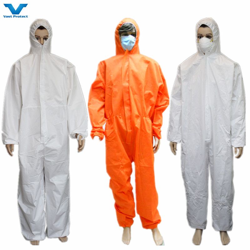 Chemical Antistatic Waterproof Breathable Disposable Clothing Industrial Overalls PP SMS Microporous White Protective Coverall - Image 2