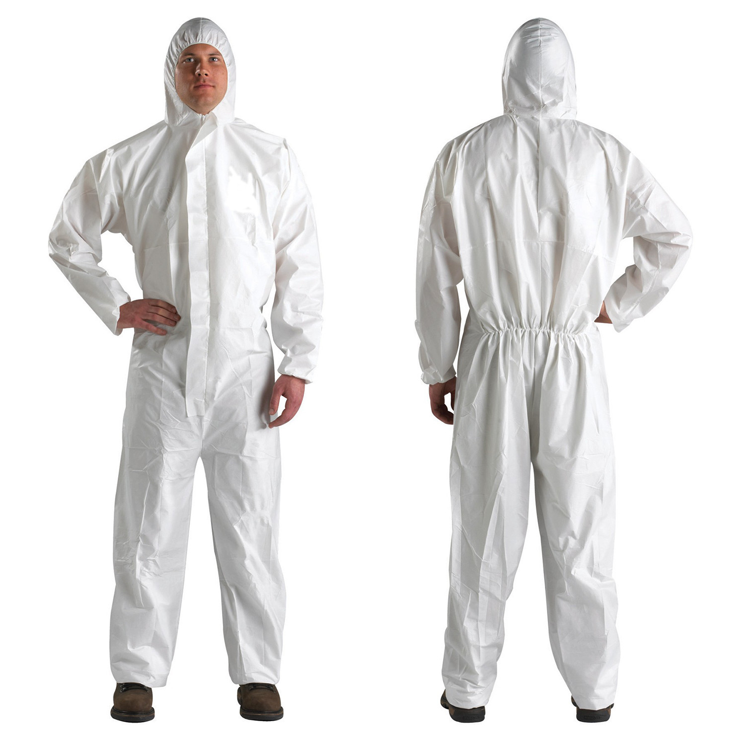 Chemical Antistatic Waterproof Breathable Disposable Clothing Industrial Overalls PP SMS Microporous White Protective Coverall - Image 3