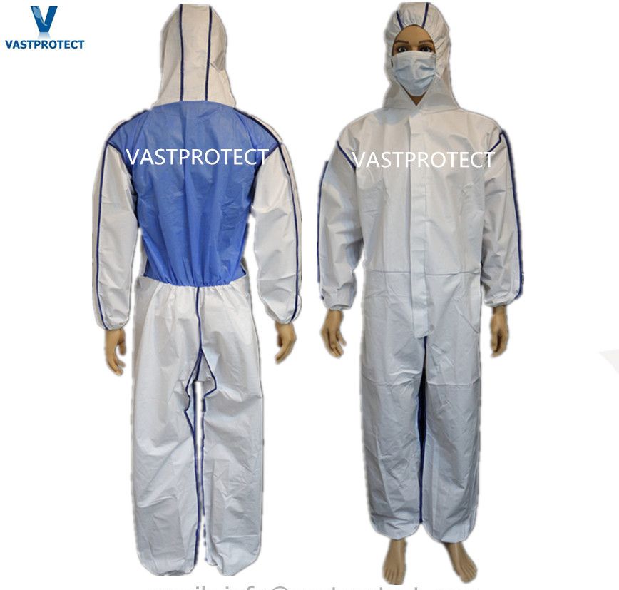 Chemical Antistatic Waterproof Breathable Disposable Clothing Industrial Overalls PP SMS Microporous White Protective Coverall