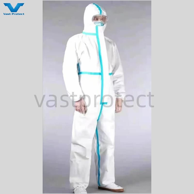 Chemical Antistatic Waterproof Breathable Disposable Clothing Industrial Overalls PP SMS Microporous White Protective Coverall - Image 7
